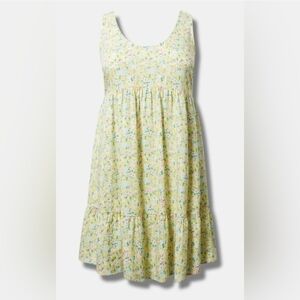 Torrid Yellow Floral Mini Challis Dress